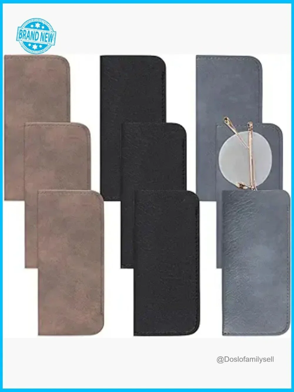 Soft PU Leather Glasses Case Set Classic Minimal Travel Essential Eyewear Pouch